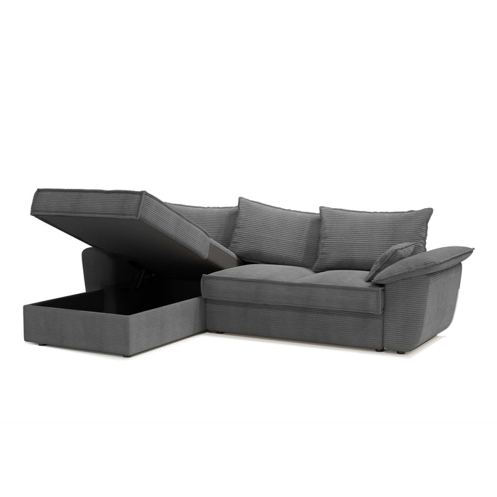 Sofa linker hoekcommode cabrio corduroy antraciet 257cm