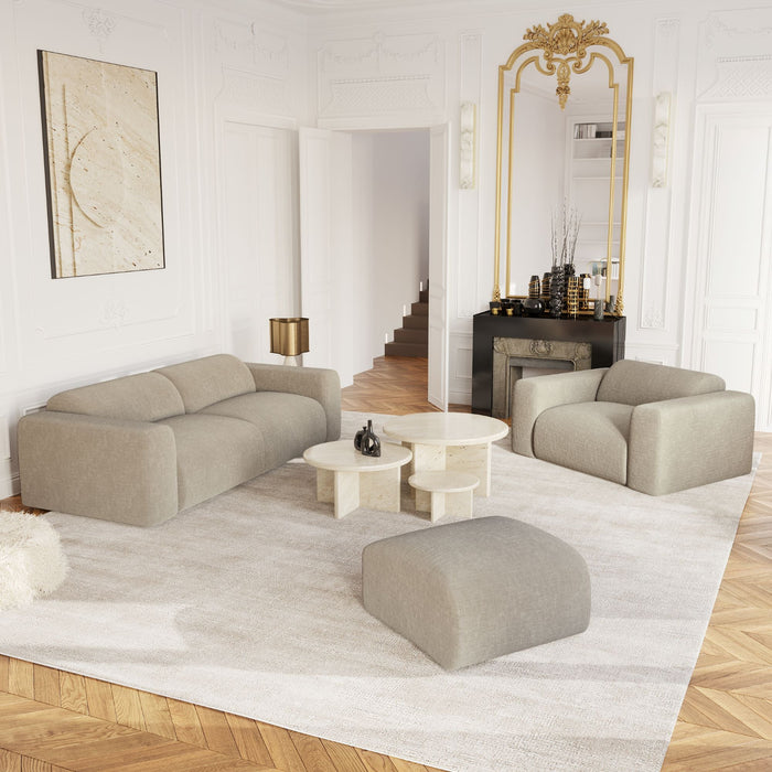 Fluwelen 4-zitsbank met beige patroon