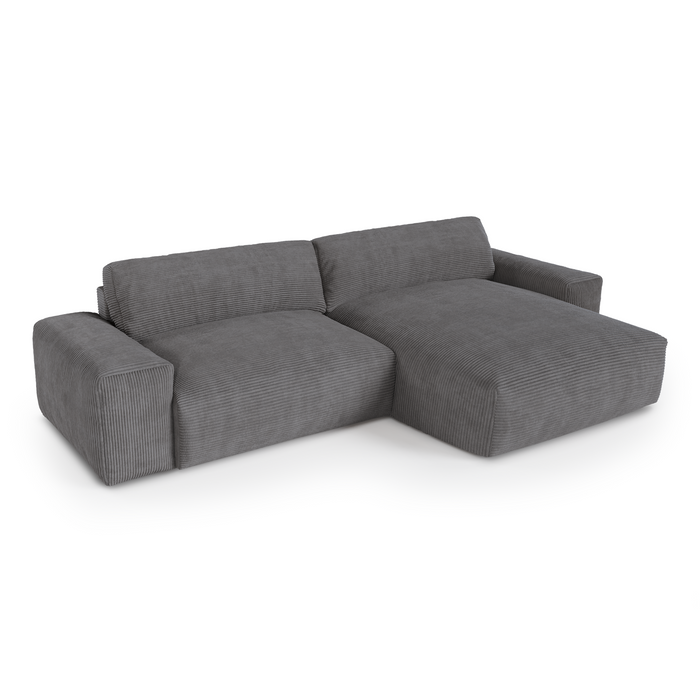 Corduroy hoekbank antraciet grijs 310cm