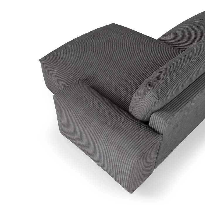 Corduroy hoekbank antraciet grijs 310cm