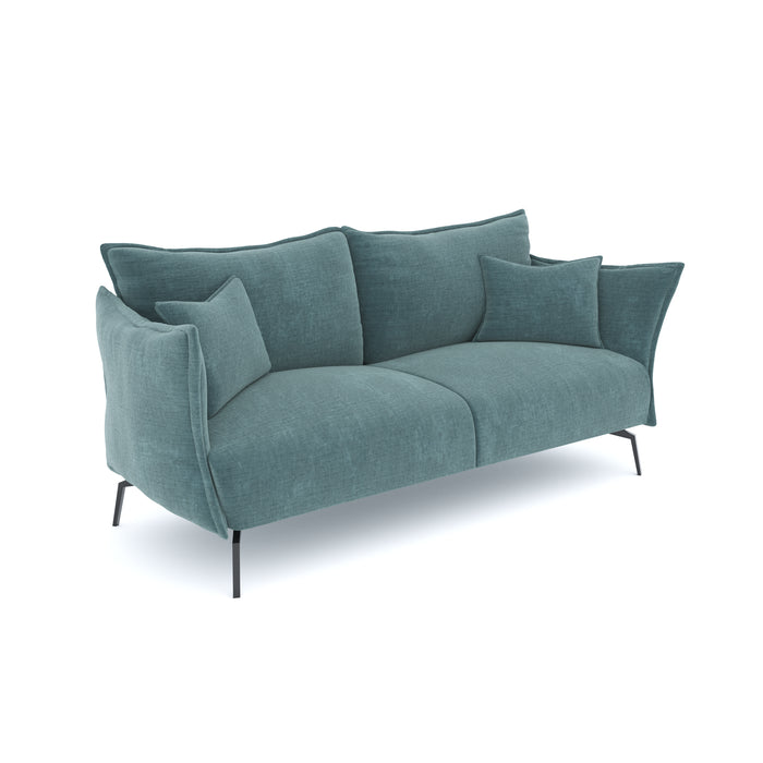 4-zits fluwelen bank met oceaanblauw patroon