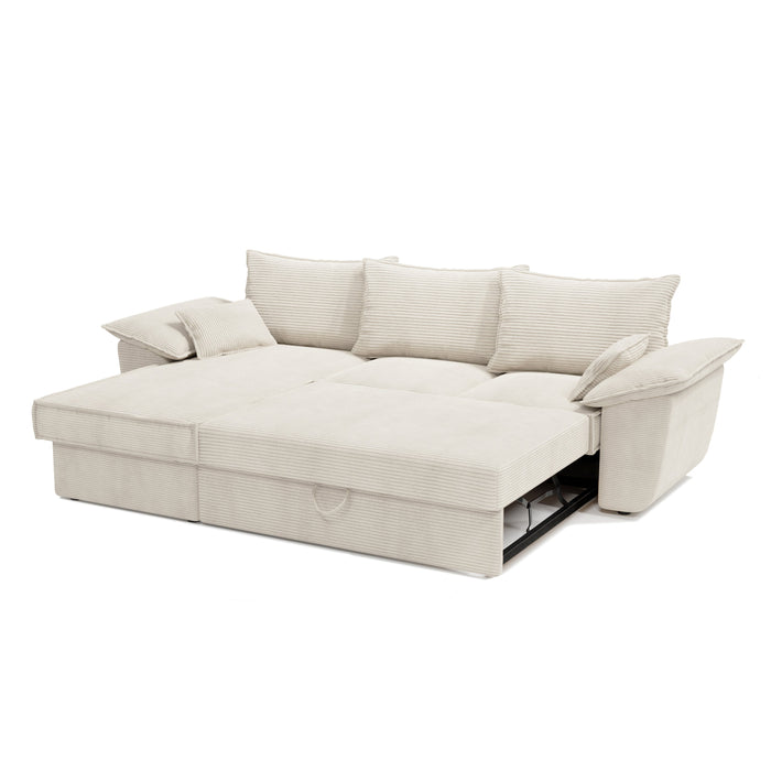 Sofa linker hoekcommode corduroy creme 257cm
