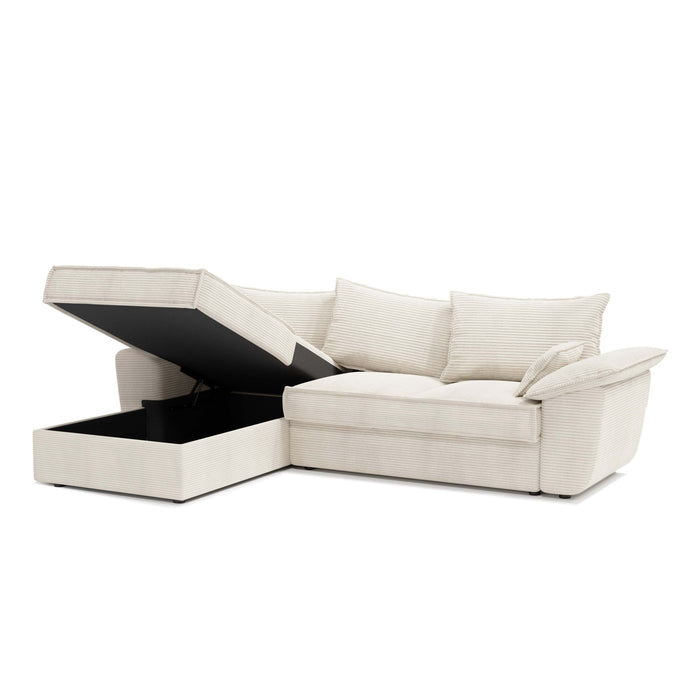 Sofa linker hoekcommode corduroy creme 257cm
