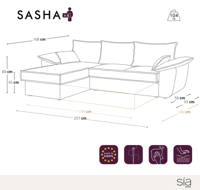 Sofa linker hoekcommode corduroy creme 257cm