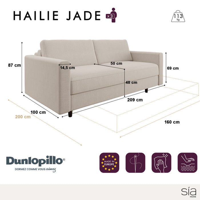 Express slaapbank dunlopillo fluweel beton grijs 160cm