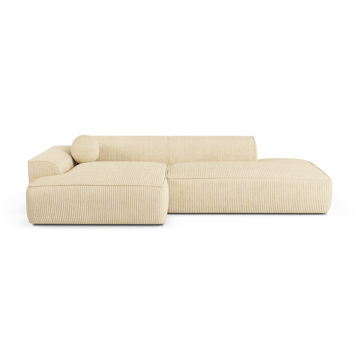 Sofa linkerhoek crème ribfluweel 300cm