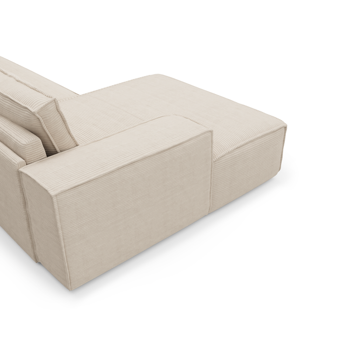 Slaapbank links hoek dunlopillo crème ribfluweel 140cm
