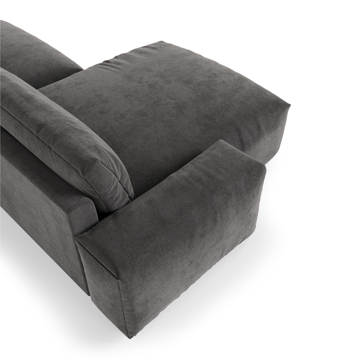 Hoekbank links, 4 zitplaatsen, grafietgrijs fluweel, 310 cm