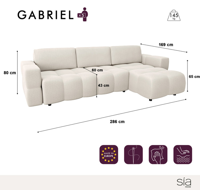 Taupe fluwelen hoekbank 286cm