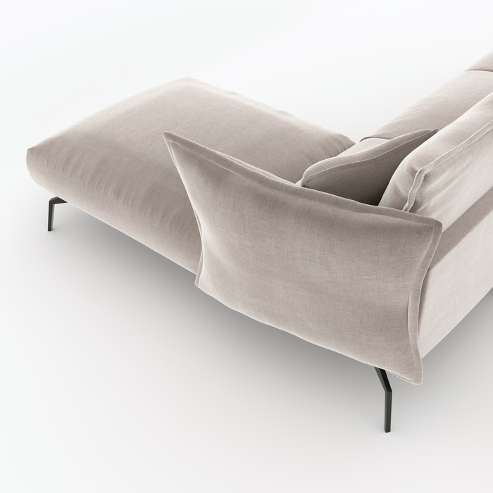 Taupe fluwelen rechter hoekbank