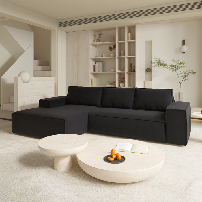 Hoekbanken links JOAN 5 personen Fluweel Donker antraciet