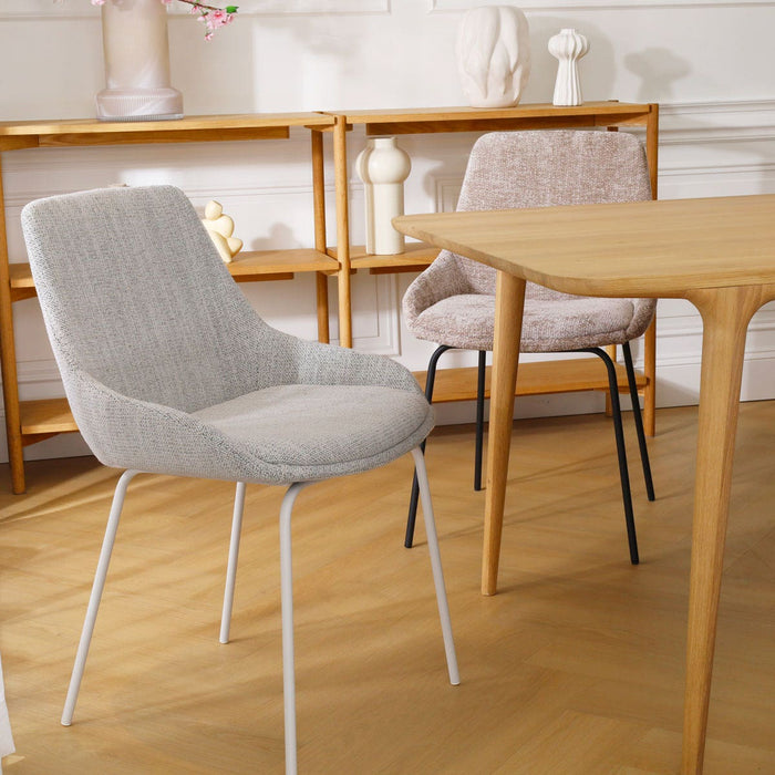 Nolon Nora-Isa Eetkamerstoel Beige Gemêleerd - Stof - Wit Onderstel