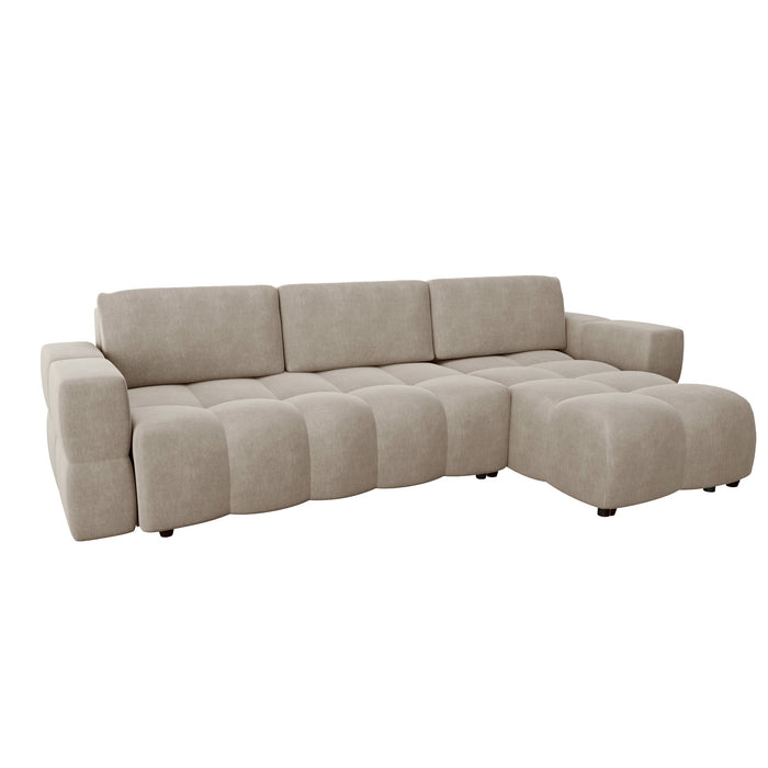 Taupe fluwelen hoekbank 286cm