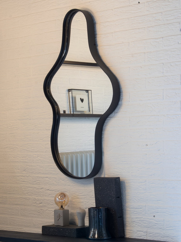 Giga Meubel - Spiegel Organisch - Zwart Metaal - 54x5x90cm - Dory