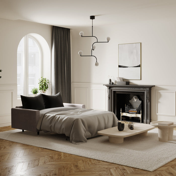 Express slaapbank dunlopillo fluweel beige taupe 140cm