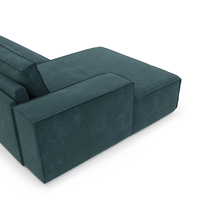 Slaapbank links hoek dunlopillo fluweel blauw patroon 140cm