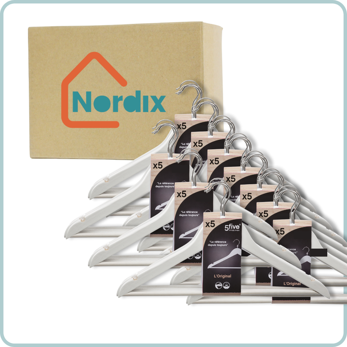 Nordix Kledinghangers Set 50 stuks Wit Hout Kleerhangers