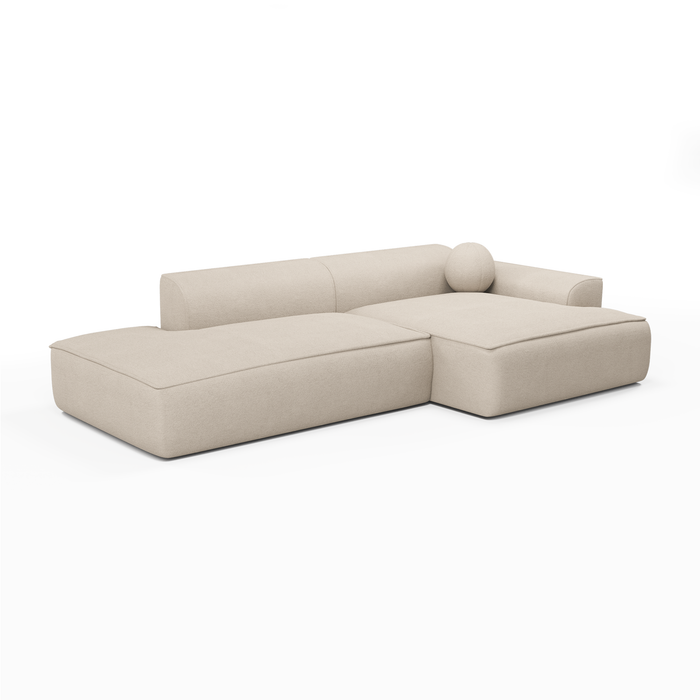 Hoekbank in crème weefstof 300cm