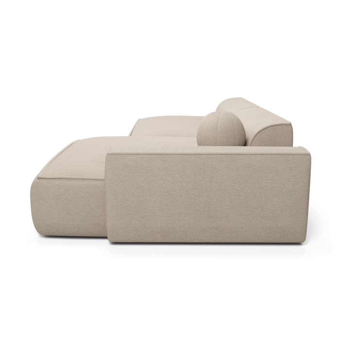 Hoekbank in crème weefstof 300cm