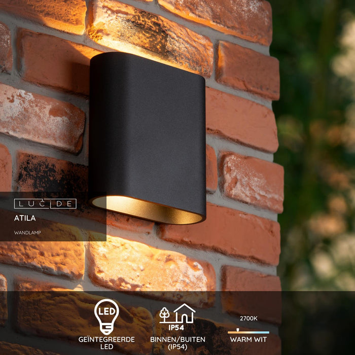 Lucide ATILA Wandlamp - Zwart