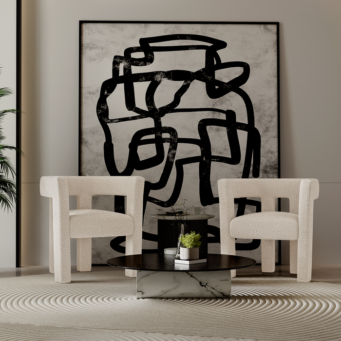 Eetkamerstoel beige bouclette