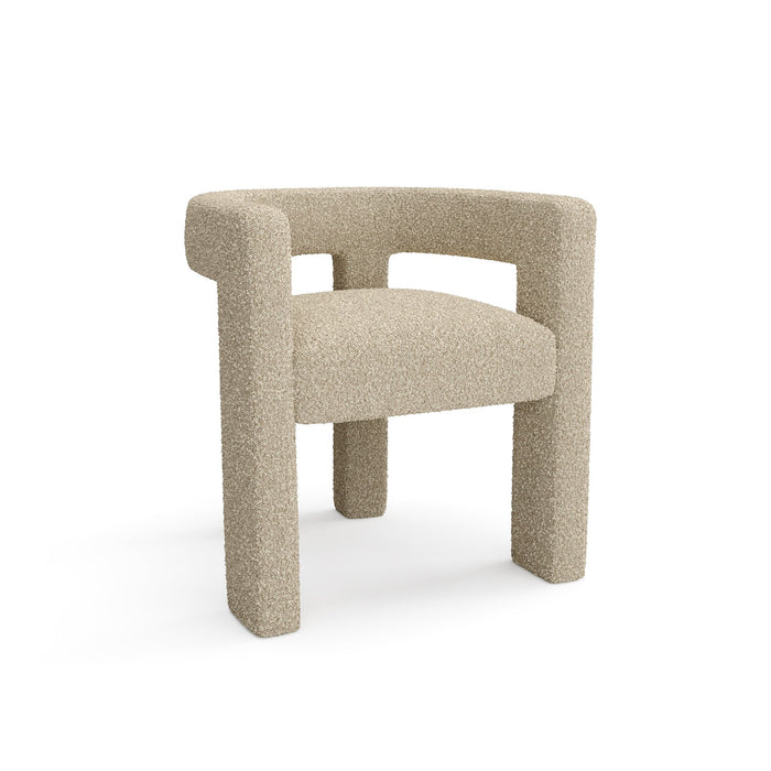 Taupe bouclé eetkamerstoel