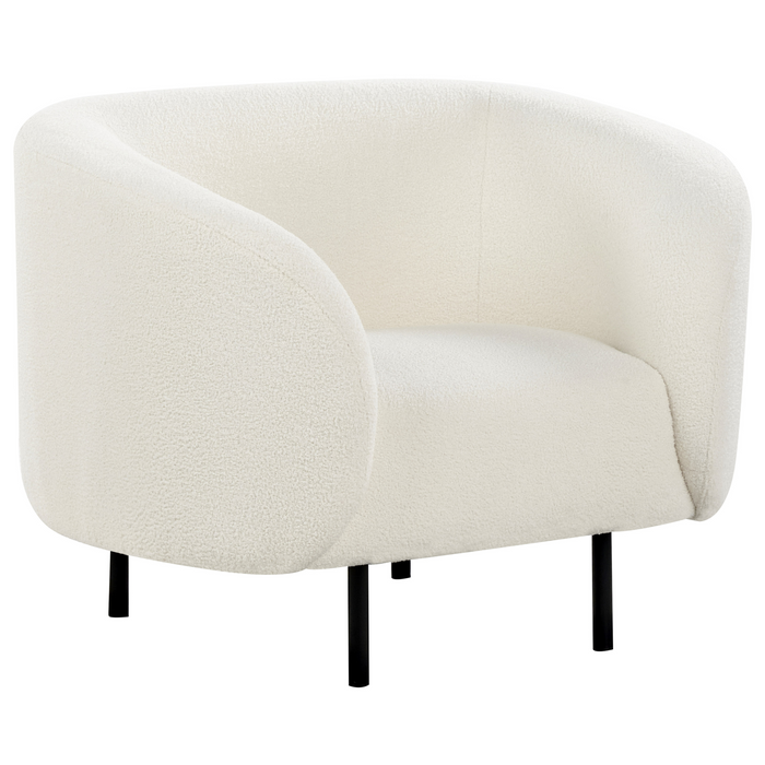 Beliani - LOEN - Fauteuil - Wit|Zwart - Bouclé