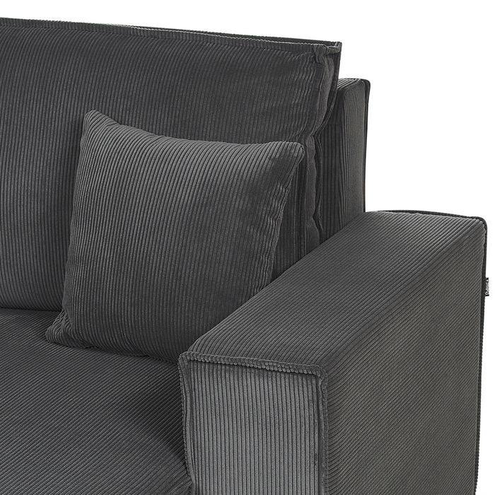 Beliani - ABACKA - Slaapbank - Grafietgrijs - Rechtszijdig - Corduroy