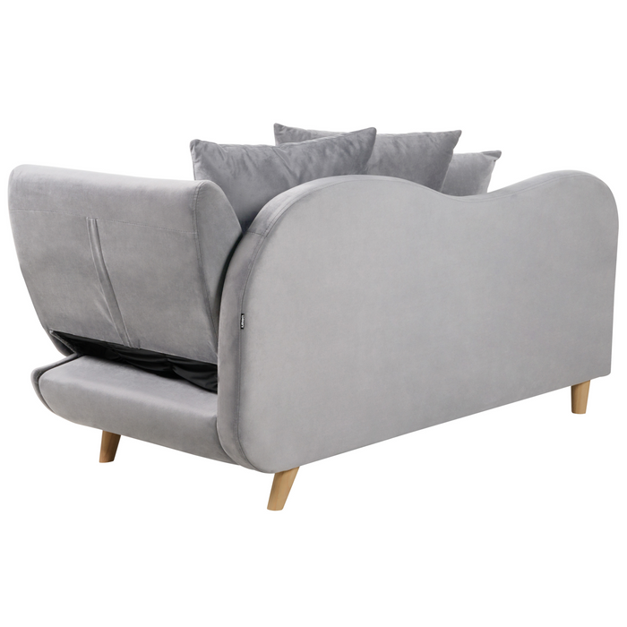 Beliani-MERI II-Chaise longue opberg-Lichtgrijs-Rechterzijde-Fluweel