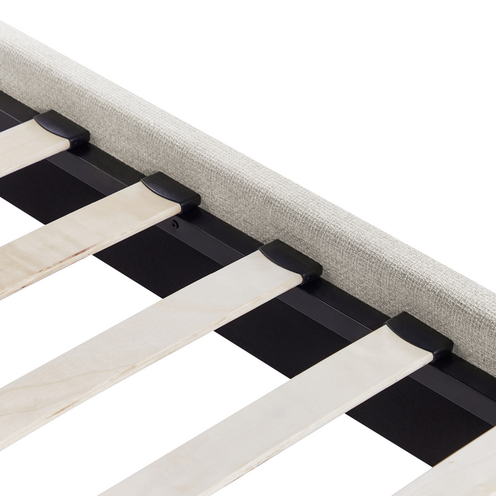 Beliani-ROANNE-Eenpersoonsbed-Lichtbeige-90 x 200 cm-Polyester