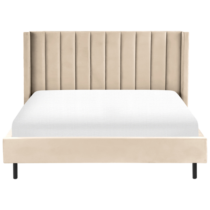 Beliani - VILLETTE - Tweepersoonsbed - Beige - 180 x 200 cm - Fluweel