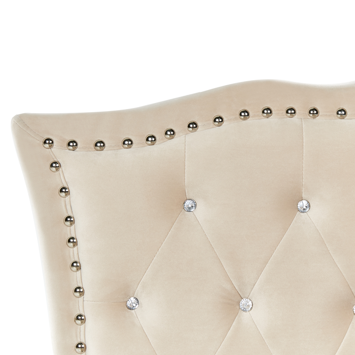 Beliani - METZ - Eenpersoonsbed - Beige - 90 x 200 cm - Fluweel