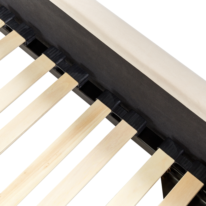 Beliani - METZ - Eenpersoonsbed - Beige - 90 x 200 cm - Fluweel