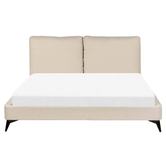 Beliani-MELLE -Tweepersoonsbed-Lichtbeige-160 x 200 cm-Bouclé