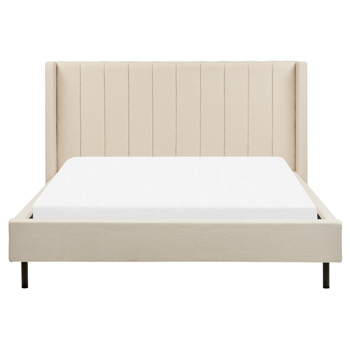 Beliani-VILETTE -Tweepersoonsbed-Lichtbeige-160 x 200 cm-Bouclé