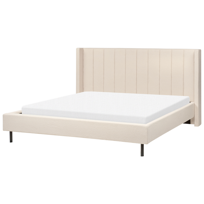 Beliani-VILETTE -Tweepersoonsbed-Lichtbeige-180 x 200 cm-Bouclé