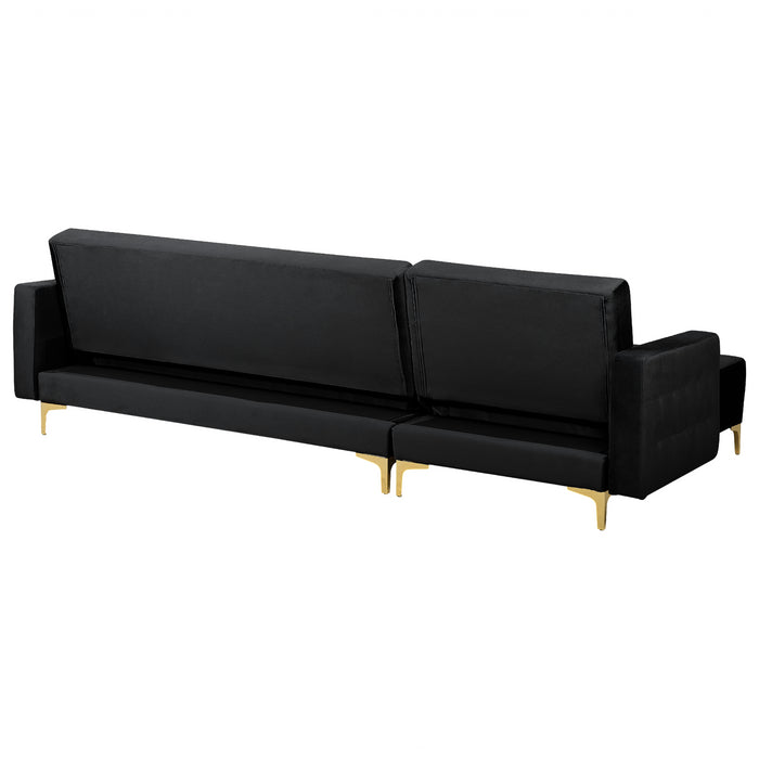 Beliani - ABERDEEN - Hoekbank - Zwart - Rechterzijde - Fluweel