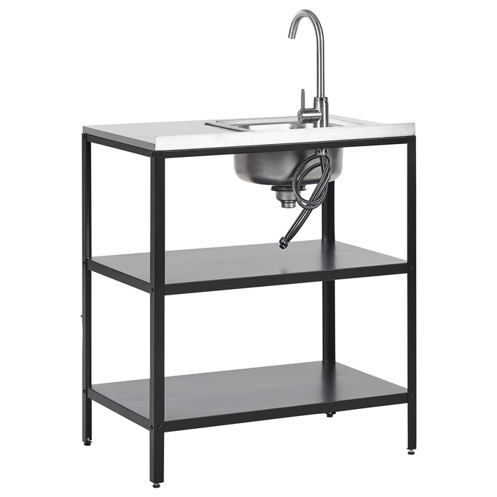 Beliani-VILAMA-Buitenkeuken met spoelbak-Zwart-80x50x92 cm-Staal
