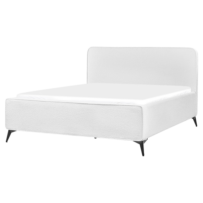 Beliani - VALOGNES - Bed - Gebroken wit - 160 x 200 cm - Bouclé