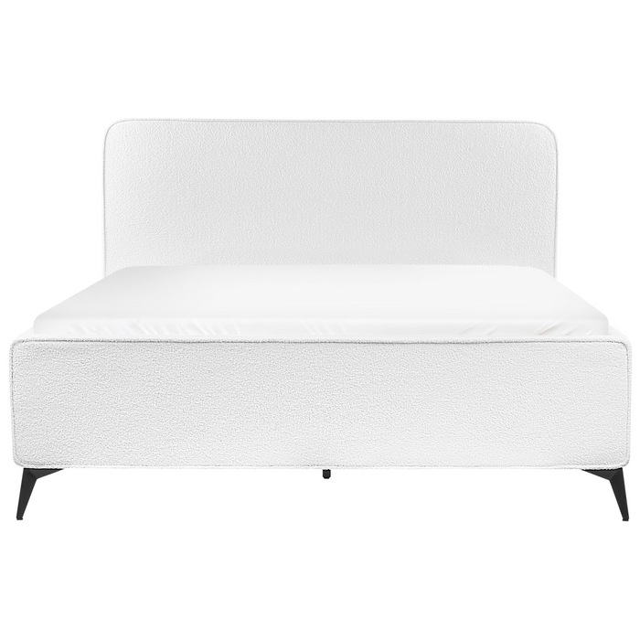 Beliani - VALOGNES - Bed - Gebroken wit - 160 x 200 cm - Bouclé