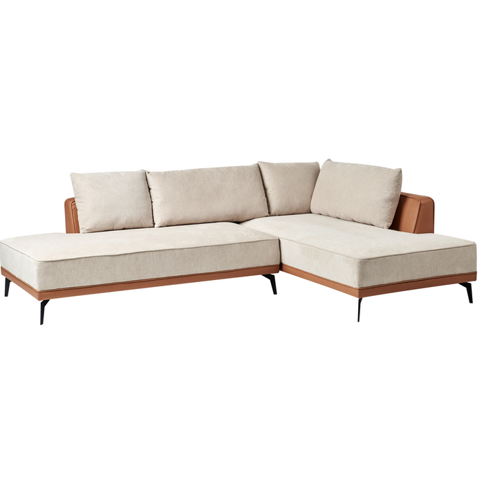 Beliani-MYKEN-Hoekbank-Lichtbeige-Linkszijdig-Polyester|Kunstleer