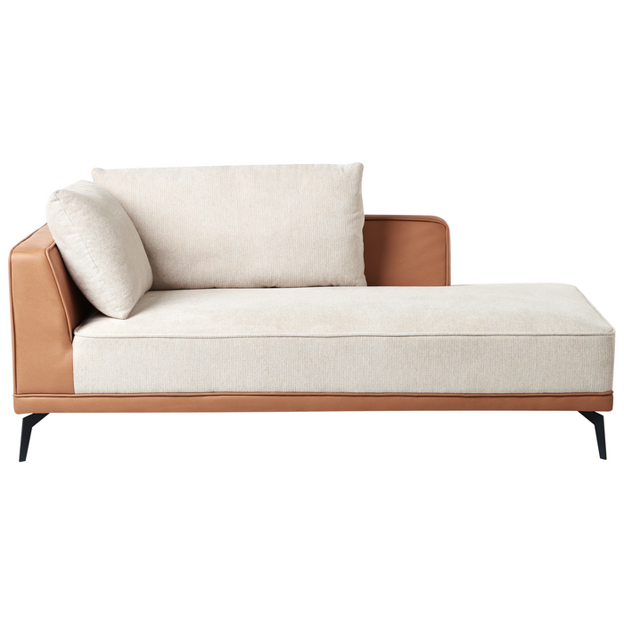 Beliani-MYKEN-Hoekbank-Lichtbeige-Linkszijdig-Polyester|Kunstleer