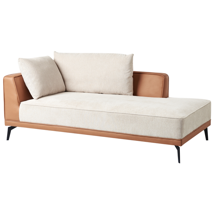 Beliani-MYKEN-Hoekbank-Lichtbeige-Linkszijdig-Polyester|Kunstleer