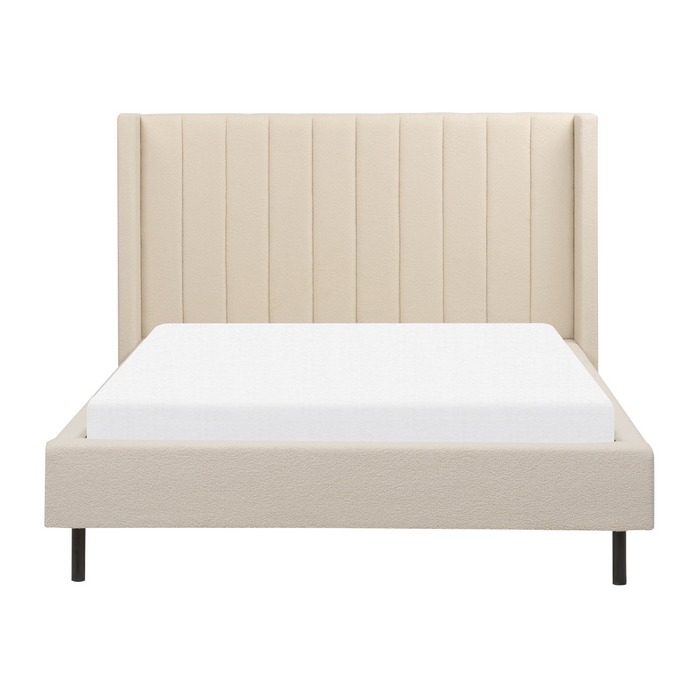 Beliani-VILETTE -Tweepersoonsbed-Lichtbeige-140 x 200 cm-Bouclé