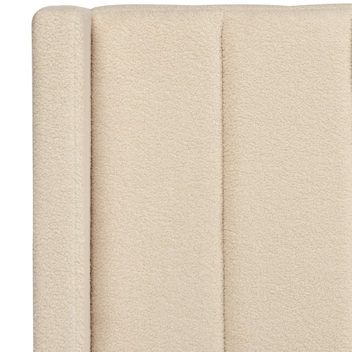 Beliani-VILETTE -Tweepersoonsbed-Lichtbeige-140 x 200 cm-Bouclé
