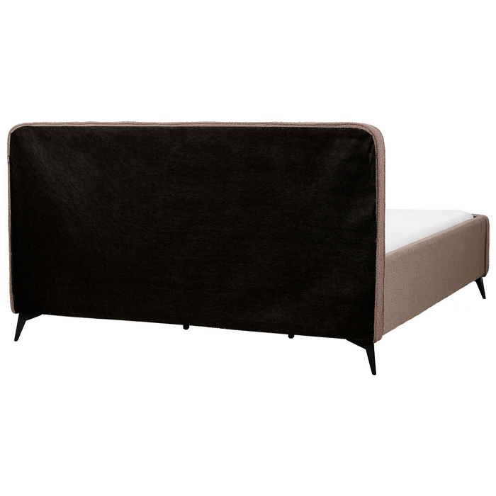 Beliani - VALOGNES - Tweepersoonsbed - Bruin - 180 x 200 cm - Bouclé