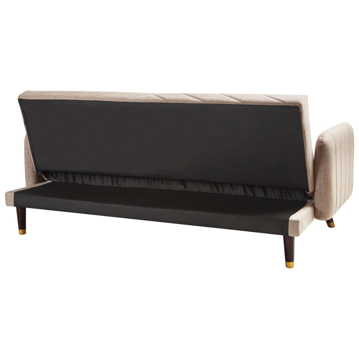Beliani - SENJA - Slaapbank 3-zits - Lichtbruin - Kunstlinnen