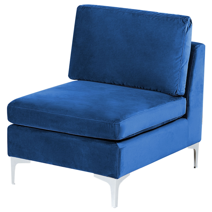 Beliani-EVJA-Hoekbank met ottomaan-Marineblauw-Linkerzijde-Fluweel