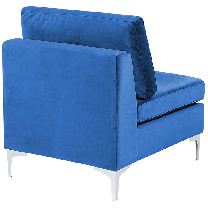 Beliani-EVJA-Hoekbank met ottomaan-Marineblauw-Linkerzijde-Fluweel