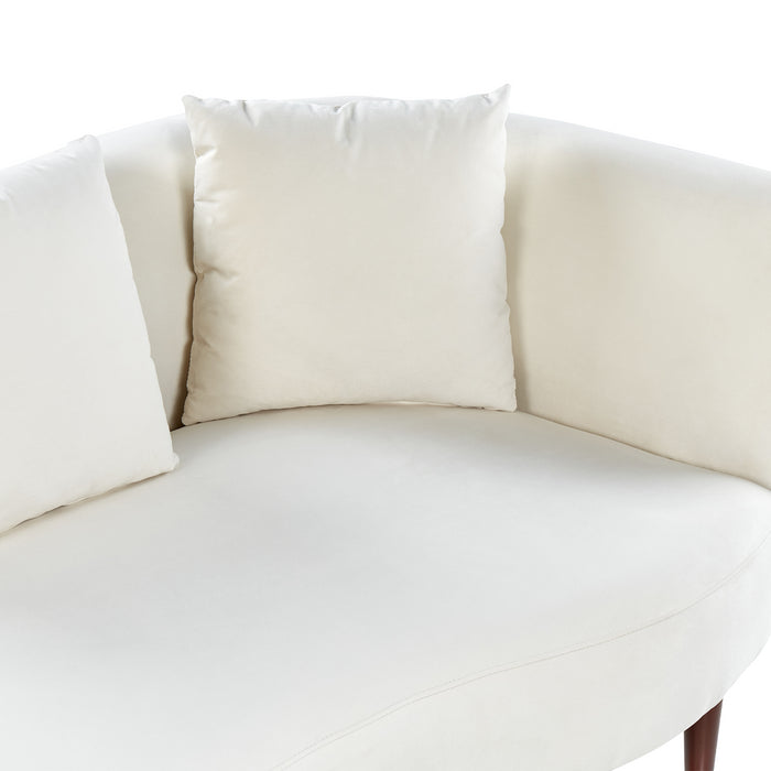 Beliani-CHAUMONT-Chaise longue-Off-white-Rechtszijdig-Fluweel